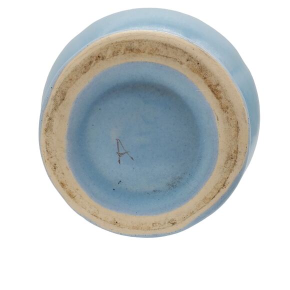 Weller Pottery Vase Blue & White Cameo Vintage 1930s Ceramic Violet Flower - Picture 5 of 7